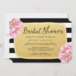 フローラシックなブライダルシャワー招待/金ゴールド 招待状