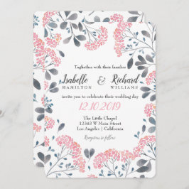 フローラシックな灰色のピンクのフレームの水の色結婚は 招待状