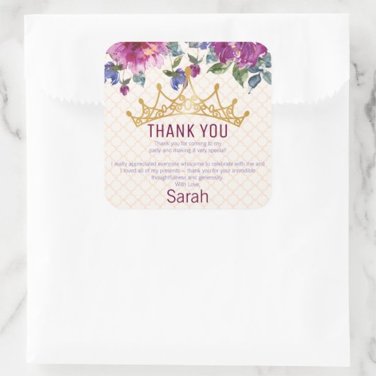 フローラシッククラウン誕生日サンキュー スクエアシール (バッグ)