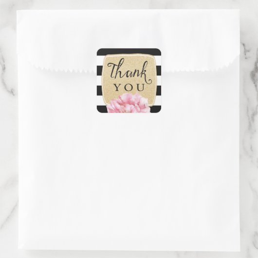 フローラシックサンキュースティッカー/シャンパン スクエアシール (バッグ)