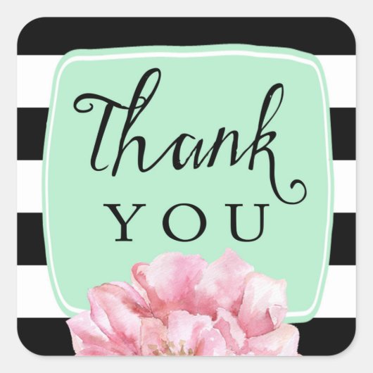 フローラシックサンキュースティッカー/ミント スクエアシール (正面)