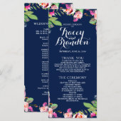 フローラシックネイビーブルーエレガントウェディングプログラム プログラム (正面/裏面)