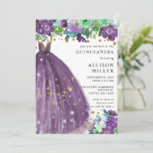 フローラシックパープル金ゴールドグリッタードレスキンセアニラ 招待状 (スタンド正面)