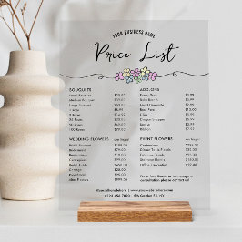 フローラシックブティックビジネスプライスリストメニュー アクリルサイン