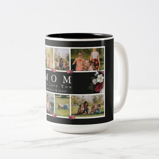 フローラシックモノグラムカスタムフォトコラージュマザー ツートーンマグカップ (正面右)