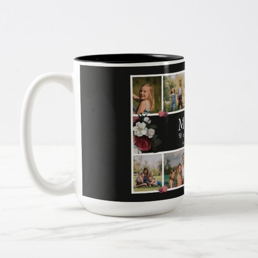 フローラシックモノグラムカスタムフォトコラージュマザー ツートーンマグカップ (左)