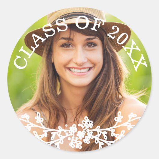 フローラシック卒業クラス封筒用シール ラウンドシール (正面)