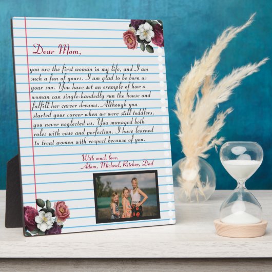 フローラシック手書きラブレターmomメッセージ フォトプラーク (側面)