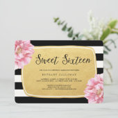 フローラシック甘い16誕生日招待状/ホイルフェイクス 招待状 (スタンド正面)