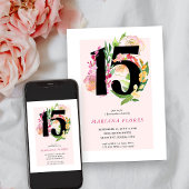 フローラシック番号15ピンクと金ゴールドキンセアニェラ 招待状