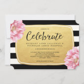 フローラシック結婚式招待状/金ゴールド 招待状 (正面)