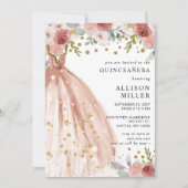 フローラシック赤面金ゴールドグリッタードレスキンセアニラ 招待状 (正面)