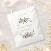 フローラシック金ゴールドラブイズスウィート結婚式の引き出物バッグ フェイバーバッグ (クリップ留めされた状態)