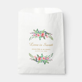 フローラシック金ゴールドラブイズスウィート結婚式の引き出物バッグ フェイバーバッグ