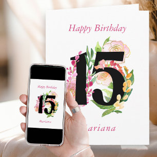 フローラシック15 15パーソナライズされた誕生日 カード