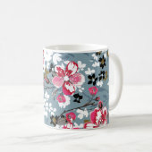 フローラシック:小さな花の背景 コーヒーマグカップ (正面右)