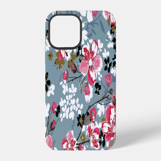フローラシック：小さな花の背景 iPhoneケース (裏面)