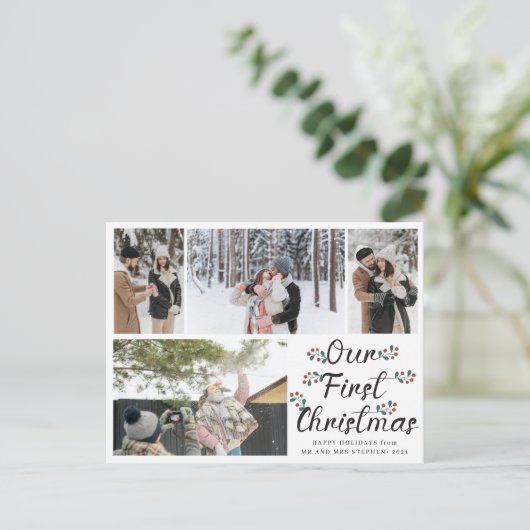 フローラシックOUR初めてのクリスマス4フォトコラージュ ポストカード (スタンド正面)