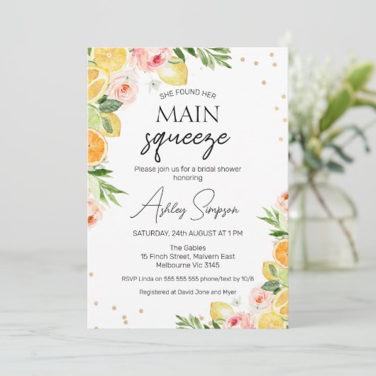 フローラシトラスディベデンスメインスクイズブライダルシャワー 招待状 (スタンド正面)