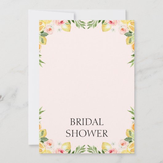 フローラシトラスディベデンスメインスクイズブライダルシャワー 招待状 (裏面)