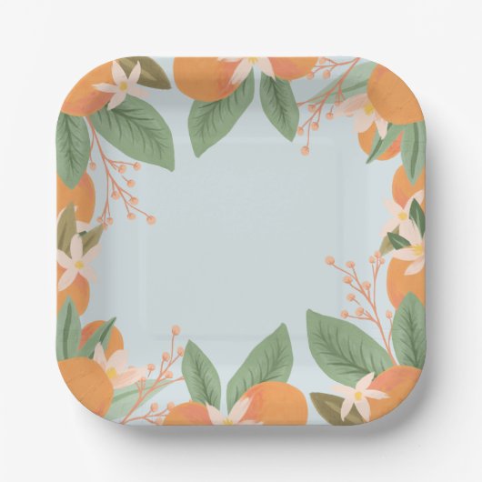 フローラシトラスブライダルシャワー紙プレート ペーパープレート (正面)