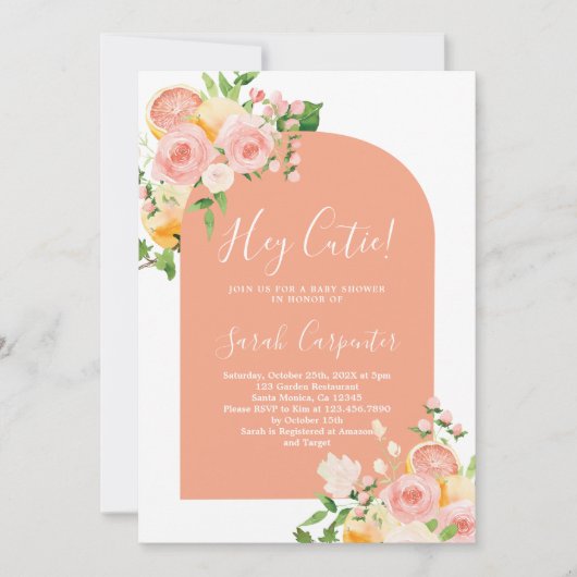 フローラシトラスベビーシャワーガール招待状 招待状 (正面)