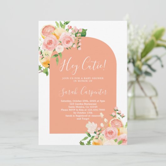 フローラシトラスベビーシャワーガール招待状 招待状 (スタンド正面)
