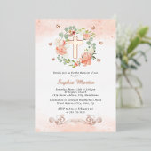 フローラシャイニー金ゴールドクロスピーチフローラガールバプテスマ 箔招待状 (立ち正面)