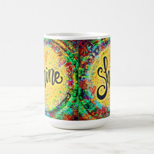 フローラシャインかわいらし感動的おもしろい黄 コーヒーマグカップ (中央)