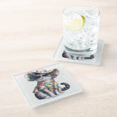 フローラシャツ付きサマーキャット ガラスコースター (アングル)