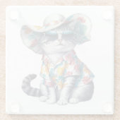 フローラシャツ付きサマーキャット ガラスコースター (裏面)