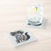 フローラシャツ付きサマーキャット ガラスコースター (アングル)