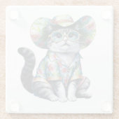 フローラシャツ付きサマーキャット ガラスコースター (裏面)