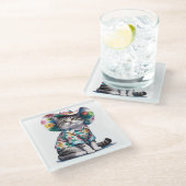 フローラシャツ付きサマーキャット ガラスコースター (アングル)