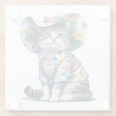 フローラシャツ付きサマーキャット ガラスコースター (裏面)