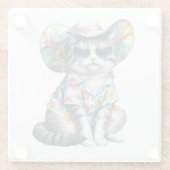 フローラシャツ付きサマーキャット ガラスコースター (裏面)