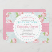 フローラシャビーシックな赤ちゃんシャワー招待状 招待状 (正面/裏面)