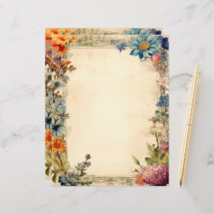 フローラシャビーシックジャンクジャーナルアンティーク紙