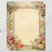 フローラシャビーシックジャンクジャーナルヴィンテージ紙 (正面/裏面)