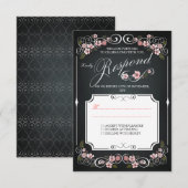 フローラシャルボードヴィンテージはっきりしたウェディングRSVP 出欠カード (正面/裏面)