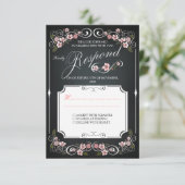 フローラシャルボードヴィンテージはっきりしたウェディングRSVP 出欠カード (スタンド正面)