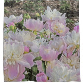 フローラシャワーカーテン/柔らかいピンクと白の牡丹 シャワーカーテン (正面)