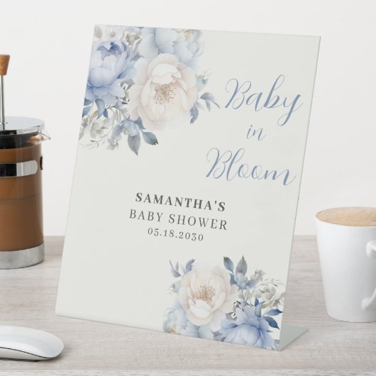 フローラシャワー台座標識における青色開花ベビー 台座サイン (インサイチュ)