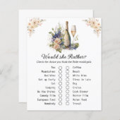 フローラシャンパンブライダルシャワーゲームカード (正面/裏面)