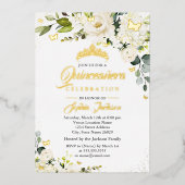 フローラシャンパン金ゴールドウォーターカラーキンセアニェラ 箔招待状 (正面)