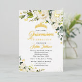 フローラシャンパン金ゴールドウォーターカラーキンセアニェラ 箔招待状 (立ち正面)