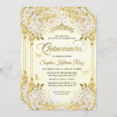 フローラシャンパン金ゴールドグリッタークラウンキンセアニラ 招待状 (正面/裏面)