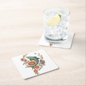 フローラシャーク調和-自然&海フュージョンアート スクエアペーパーコースター (インサイチュ)