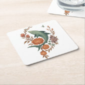 フローラシャーク調和-自然&海フュージョンアート スクエアペーパーコースター (アングル)