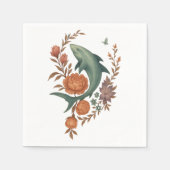 フローラシャーク調和-自然&海フュージョンアート スタンダードカクテルナプキン (正面)